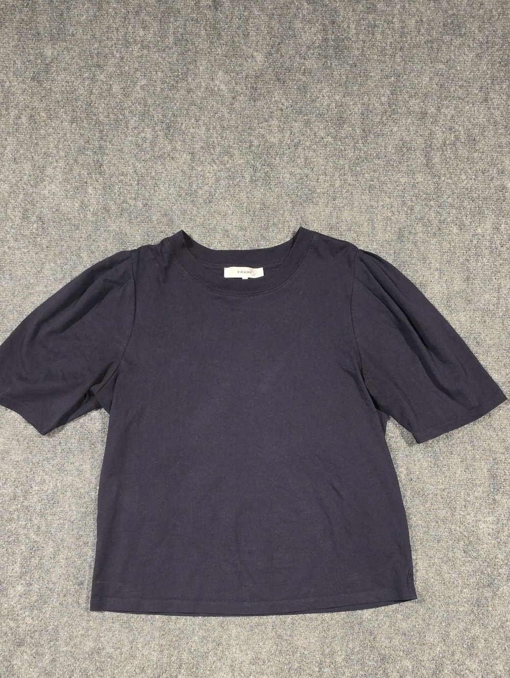 Frame Denim Navy Short Puff Sleeve Crew Tee